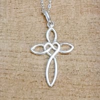 Image 2 of Celtic knot design cross pendant and drops