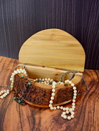 Image 1 of Cherry Wood Rustic Keepsake Box, Half Circle Jewelry Box, Rustic Cherry Bark Box