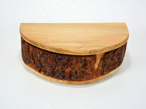 Image of Cherry Wood Rustic Keepsake Box, Half Circle Jewelry Box, Rustic Cherry Bark Box