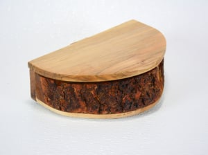 Image of Cherry Wood Rustic Keepsake Box, Half Circle Jewelry Box, Rustic Cherry Bark Box