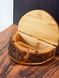 Image 4 of Cherry Wood Rustic Keepsake Box, Half Circle Jewelry Box, Rustic Cherry Bark Box