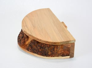 Image of Cherry Wood Rustic Keepsake Box, Half Circle Jewelry Box, Rustic Cherry Bark Box