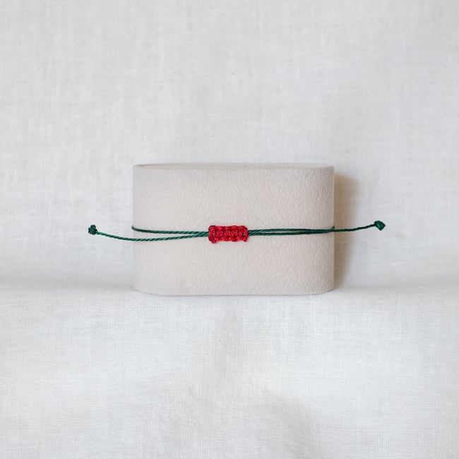 Everyday Bracelet - Carnelian Glass on Forest Green