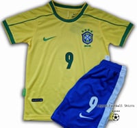 Image 2 of Brazil 1998 RONALDO kids retro kit