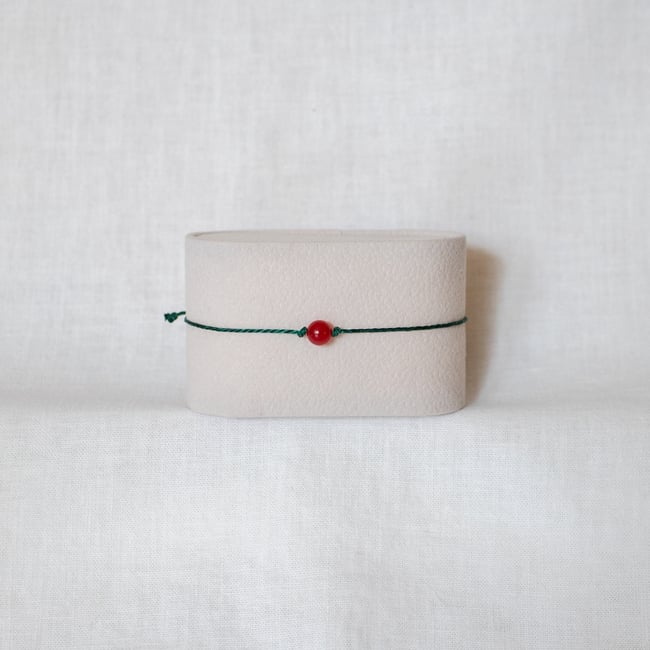 Everyday Bracelet - Carnelian on Forest Green