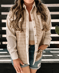 Image 1 of Houndstooth Comfortable Shacket 
