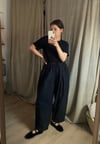 [black] puffy pleated pants