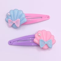 Image 1 of Pastel Mermaid Shell 2pc hair clips set