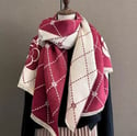 Flower Luxury Cashmere Black & Red Shawl/Scarf