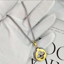 Fashionable Vintage 18K Gold Plated Stainless Steel Lucky Clover Flower Pendant Necklace