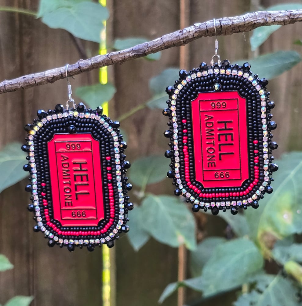 Image of Ticket to Hell Beaded Bling Earrings 