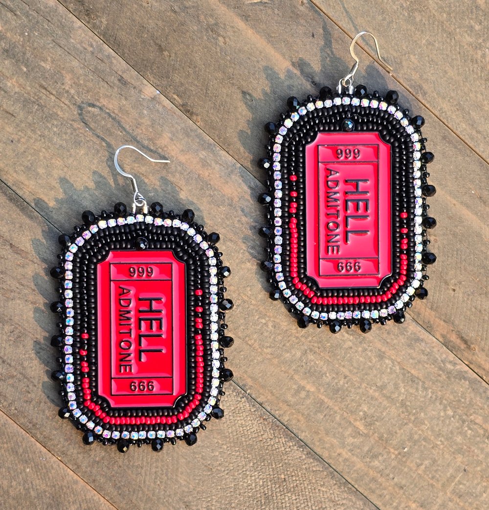 Image of Ticket to Hell Beaded Bling Earrings 