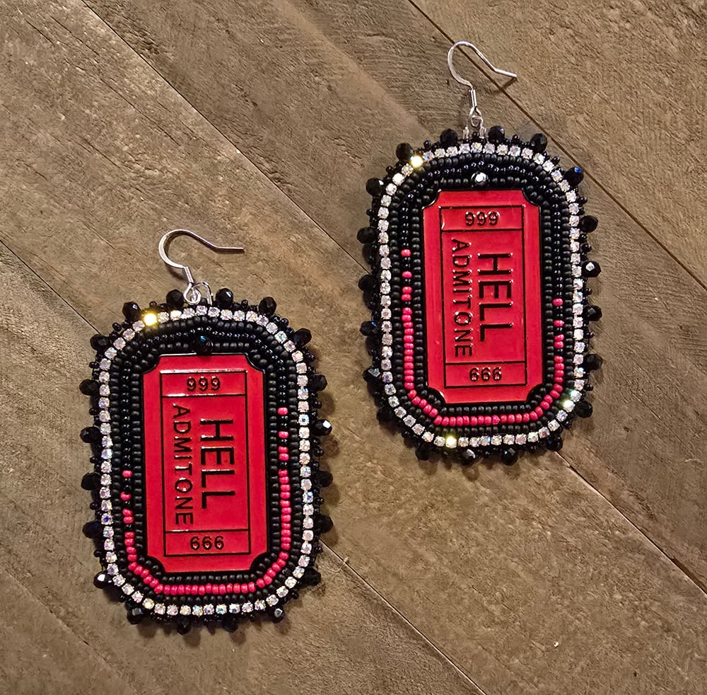 Image of Ticket to Hell Beaded Bling Earrings 