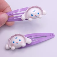 Image 1 of Cute White Sheep Puppy 2pc hair clip set