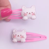 Image 1 of Kawaii Pink Kitty Cat Hair Clips 2pc set