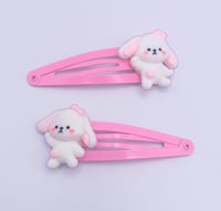 Image 2 of Kawaii fluffy bunny 2pc hair clip set