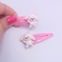 Image 4 of Kawaii fluffy bunny 2pc hair clip set