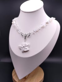 Image 6 of Coquette Cherub Angel White Glass Necklace