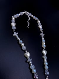 Image 4 of Coquette Cherub Angel White Glass Necklace