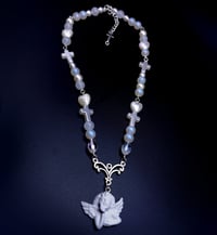 Image 3 of Coquette Cherub Angel White Glass Necklace