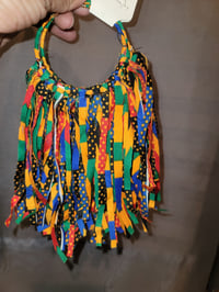 Image 1 of Multi color fringe fabric earrings