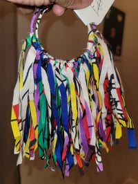 Image 2 of Multi color fringe fabric earrings