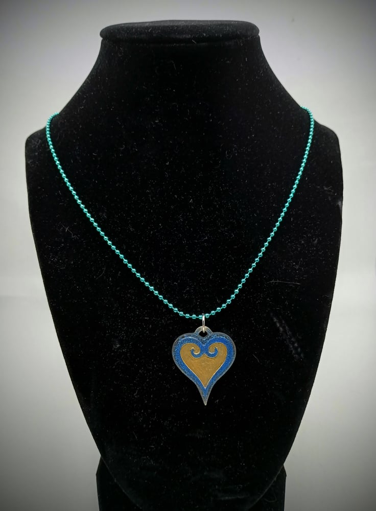 Image of Heart Emblem Resin Ball Chain Necklace