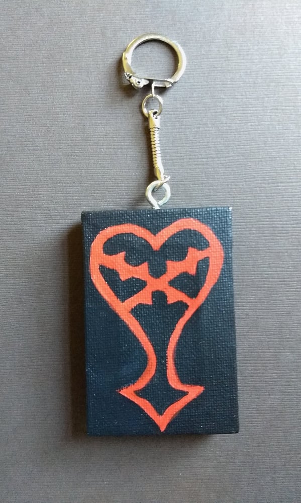 Image of Kingdom Hearts Heartless Emblem Mini Canvas Keychain