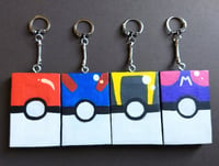 Image 1 of Pokemon Pokeball Mini Canvas Keychains