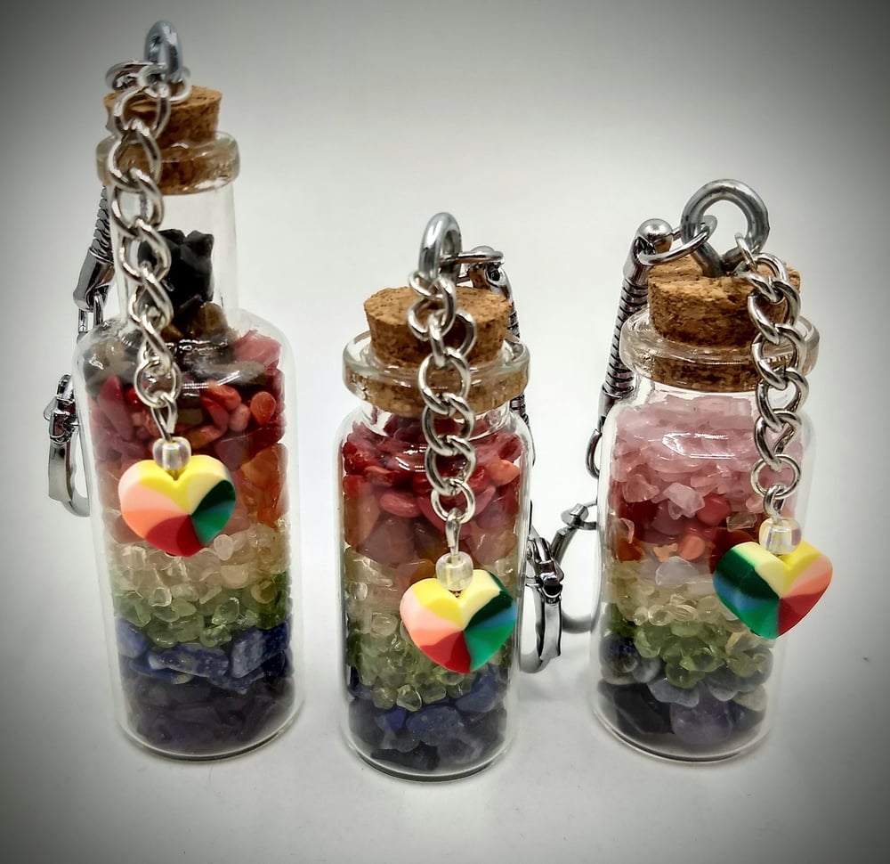 Image of Pride Flag Crystal Chip  Keychains