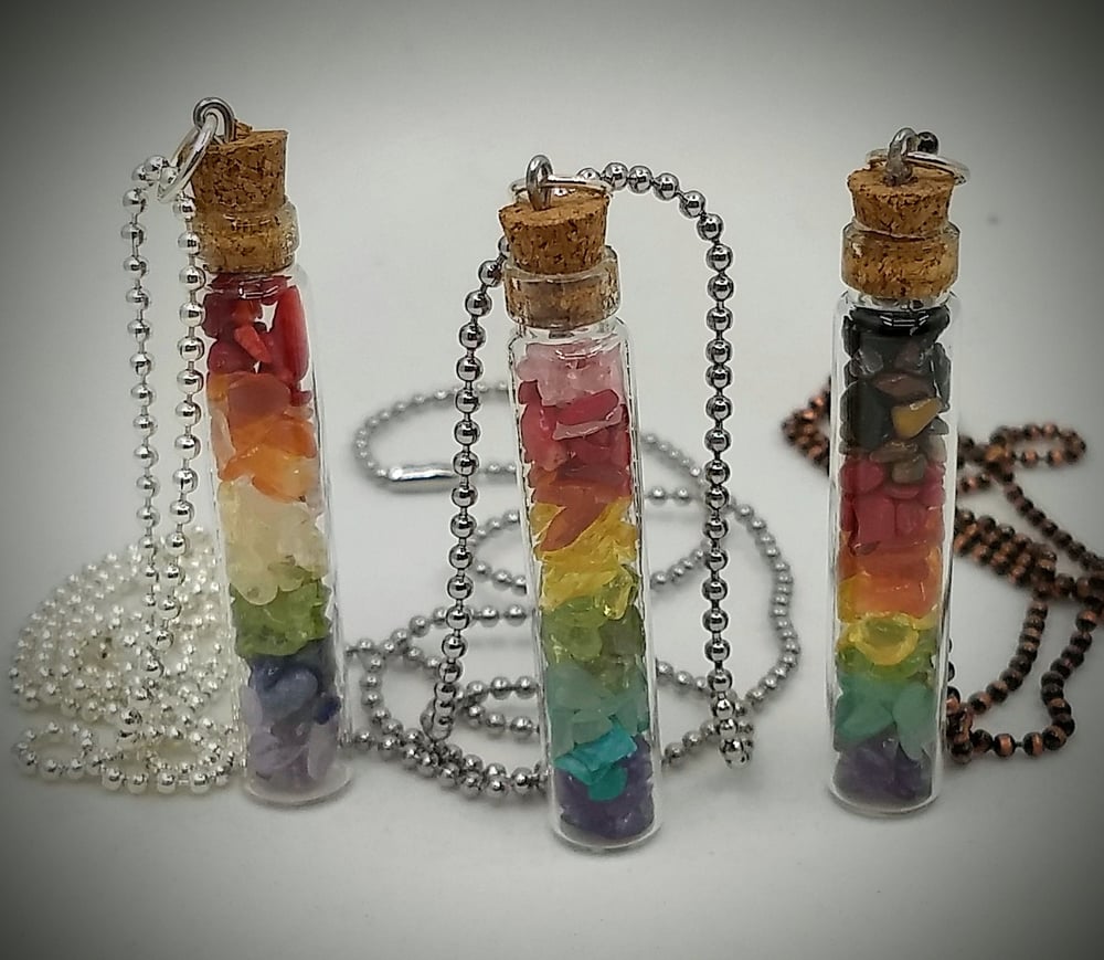 Image of Pride Flag Crystal Chip Necklaces
