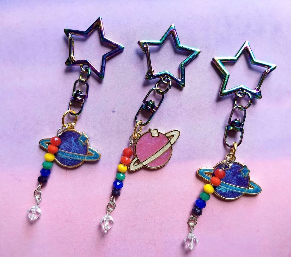 Image of Rainbow Planet Resin Keychains