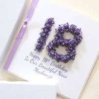 Image 1 of Personalised Niece Birthday Card. Handmade Niece Card. 