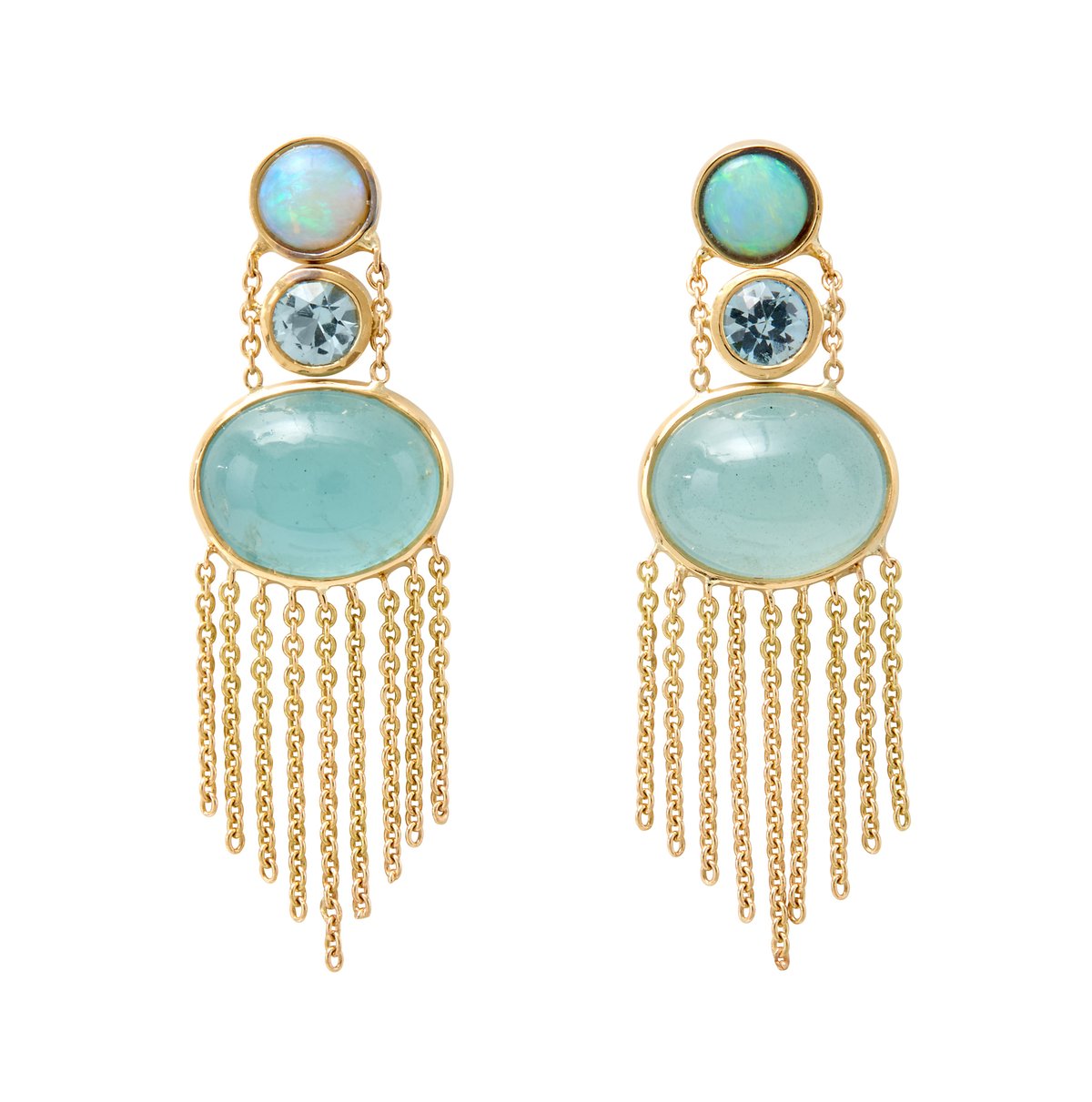 Image of Unhada Aqua Rails Earrings- Aquamarine and Opals! 