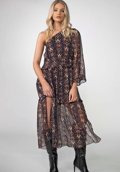 Image of Celestial Love Maxi Dress. Golden Night Paisley Print.  By Three of Something. 