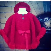 Image 2 of Fur trimmed cape and beret set 