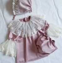 Image 3 of Beautiful satin and lace baby dress set 