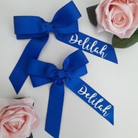 Image 4 of Personalised Hair Bow, School Hair Bow, 4″ Bow Clip, Bow Bobble