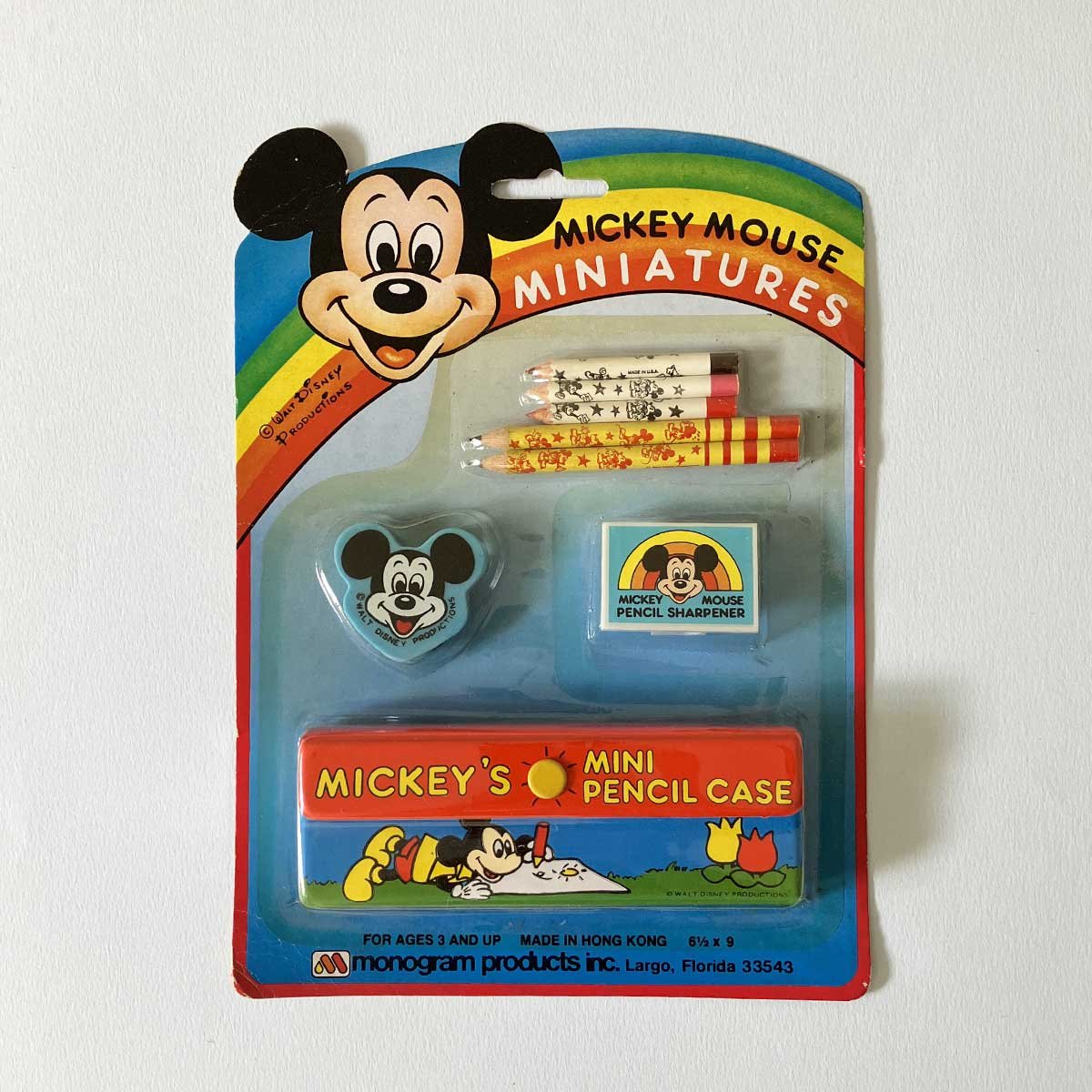 Image of Set papeterie trousse Mickey Mouse années 70 stock neuf