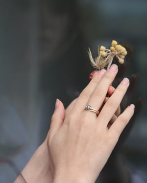 Image of 18ct Yellow gold, pale grey hexagonal rose-cut diamond ring (LON230)