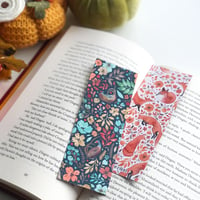 Image 2 of Floral pheasant and fox double sided bookmark