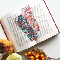 Image 1 of Floral pheasant and fox double sided bookmark