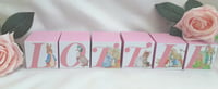 Image 5 of Pink Peter rabbit Inspired Wood Name Blocks,Peter rabbit nursery,Peter rabbit new baby girl gift 