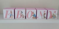 Image 6 of Pink Peter rabbit Inspired Wood Name Blocks,Peter rabbit nursery,Peter rabbit new baby girl gift 