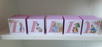 Image 9 of Pink Peter rabbit Inspired Wood Name Blocks,Peter rabbit nursery,Peter rabbit new baby girl gift 