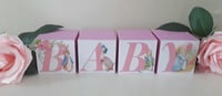 Image 10 of Pink Peter rabbit Inspired Wood Name Blocks,Peter rabbit nursery,Peter rabbit new baby girl gift 