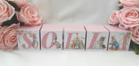 Image 11 of Pink Peter rabbit Inspired Wood Name Blocks,Peter rabbit nursery,Peter rabbit new baby girl gift 