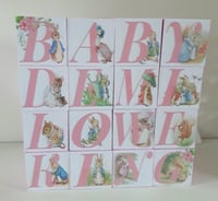 Image 12 of Pink Peter rabbit Inspired Wood Name Blocks,Peter rabbit nursery,Peter rabbit new baby girl gift 