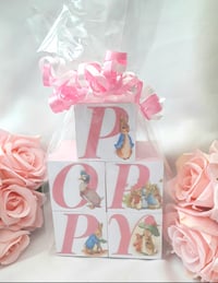 Image 14 of Pink Peter rabbit Inspired Wood Name Blocks,Peter rabbit nursery,Peter rabbit new baby girl gift 