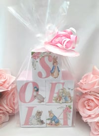 Image 16 of Pink Peter rabbit Inspired Wood Name Blocks,Peter rabbit nursery,Peter rabbit new baby girl gift 